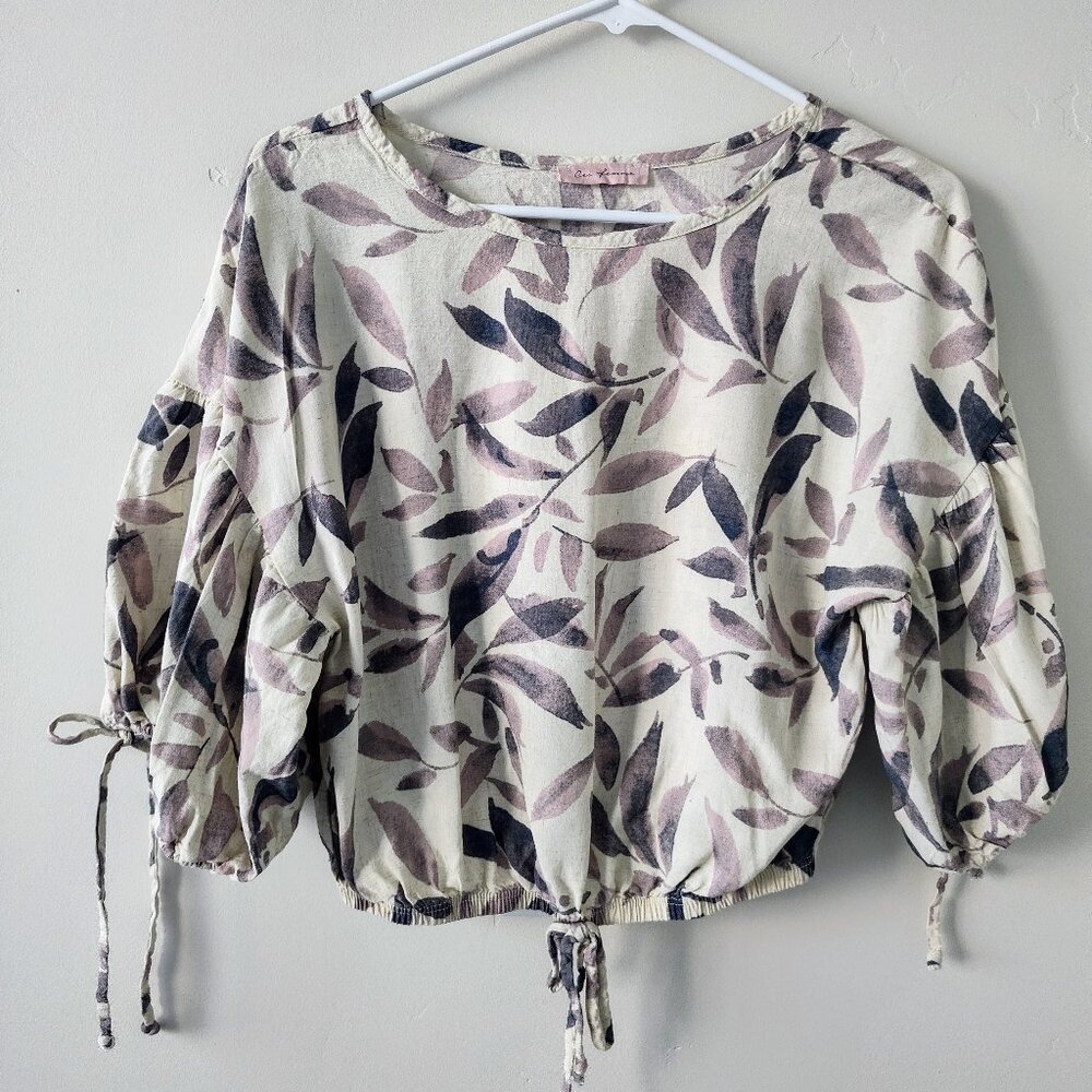 Ces Femme Women's Floral Ballon Sleeve Top Size S Peasant Boho Blouse